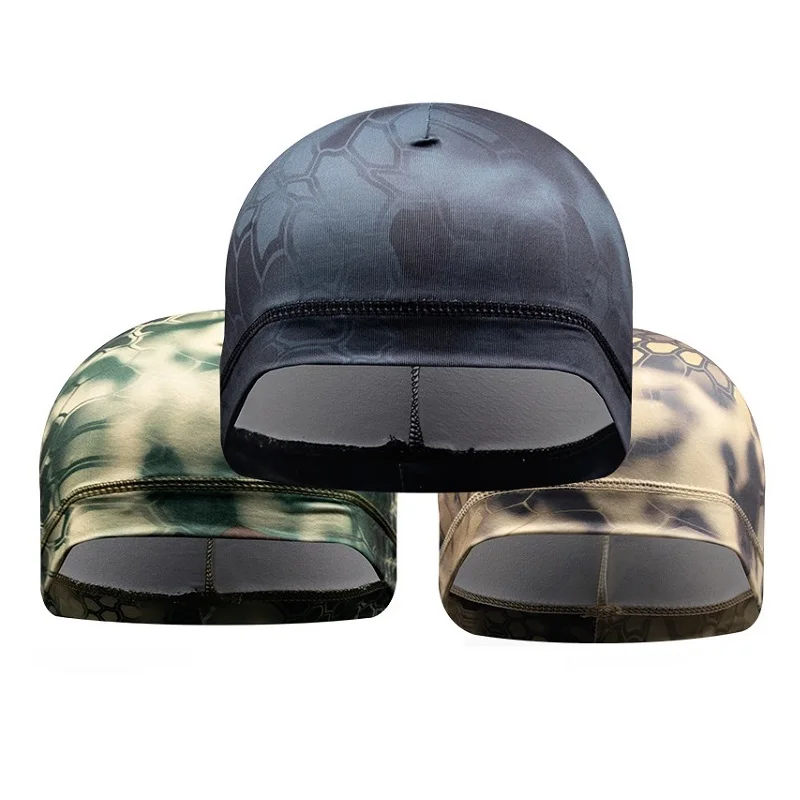 Hot Sale Headgear Outdoor Windproof Sports Caps Quick Dry Python Print Lycra Riding Helmet Cap