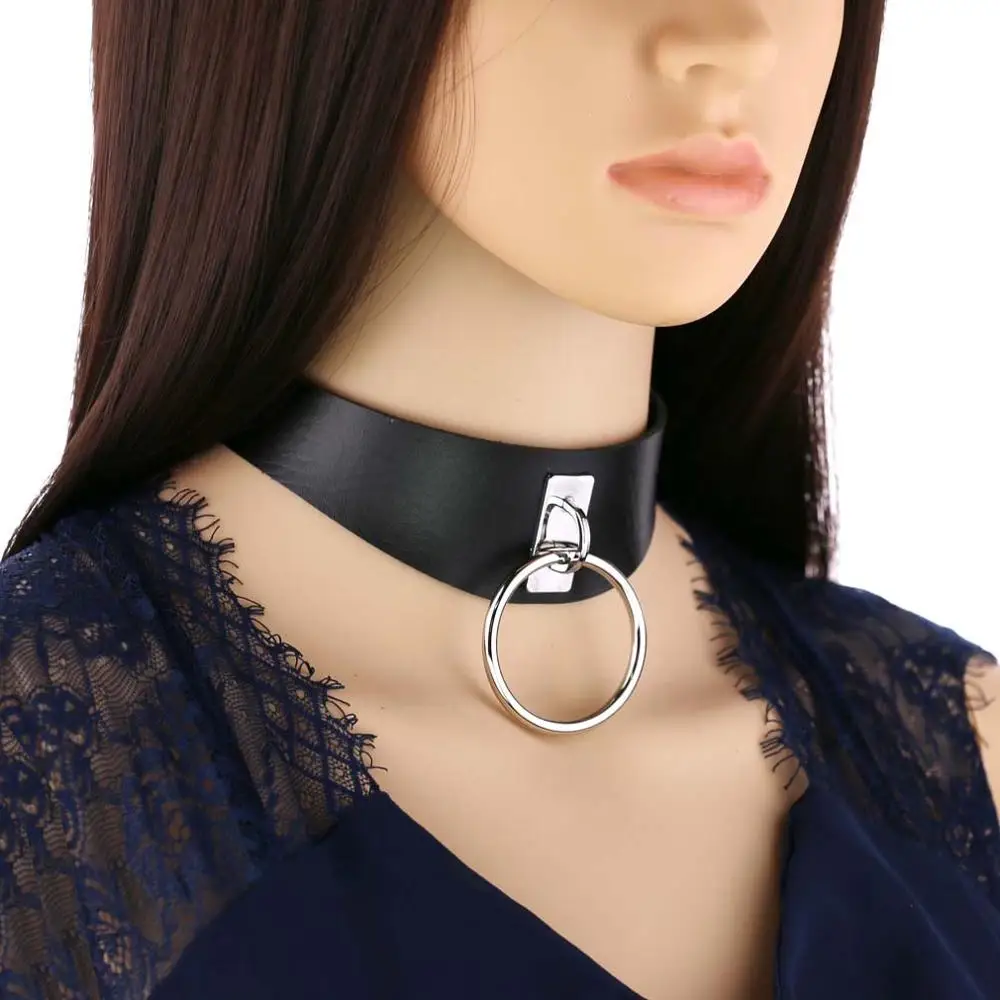 Gothic choker goth girls vegan leather collar punk chokers harajuku emo necklace  chocker dark fashion halloween accessories