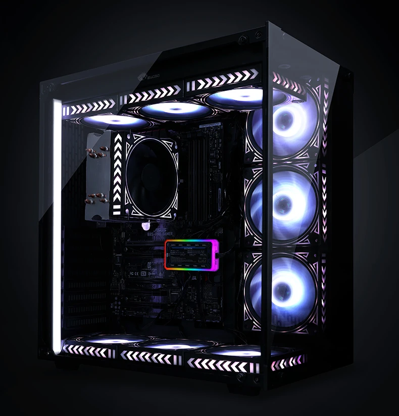 8 In 1 Pc Fan 12Cm Rgb Passen Led Fan Speed Rustige Kleurrijke Led Computer Case Voor Waterkoeling Water blok Chassis Fan