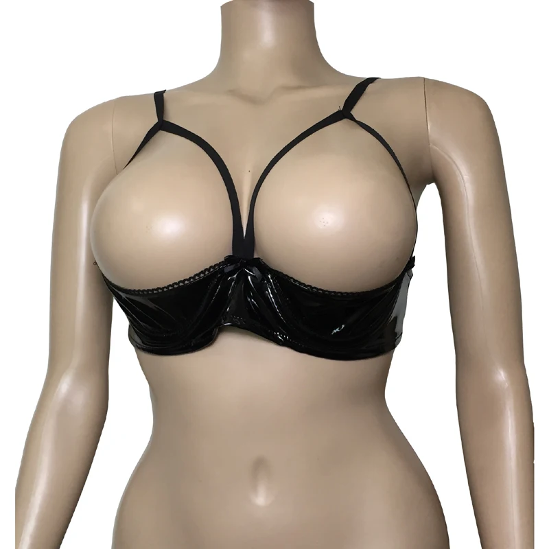 Sexy Women Patent Leather Cupless Bra Body Harness Caged Open Breast Tank Bralette Crop Top Fetish Lingerie