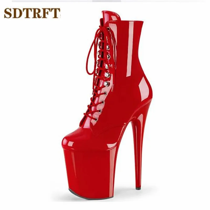 SDTRFT Stilettos 23cm Thin High-Heeled Ankle Boots Platforms Shoes Woman Crossdresser Botas Mujer Party Cosplay Halloween Pumps