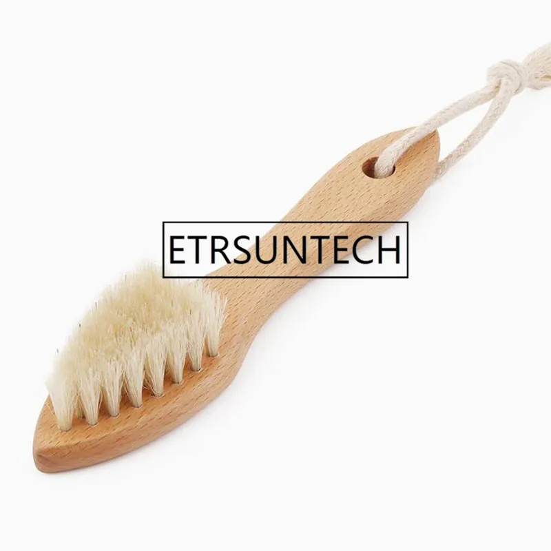 50pcs Long Beech Wood Handle Bristle Pig Hair Brush Shoe Polish Shine Cleaning Supplies