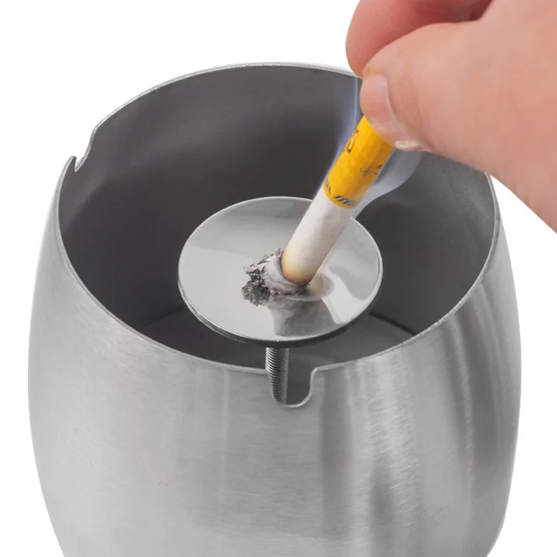 Large Size Stainless Steel Windproof Ashtray Smoke Tobacco Ash Holder Container for Home Office Car Supplies Best Gifts