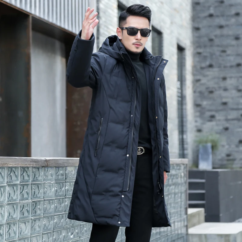 2023 Long style winter jacket high quality 90% white duck down jackets men,mens warm thicked fashion hooded coat full size M-5XL