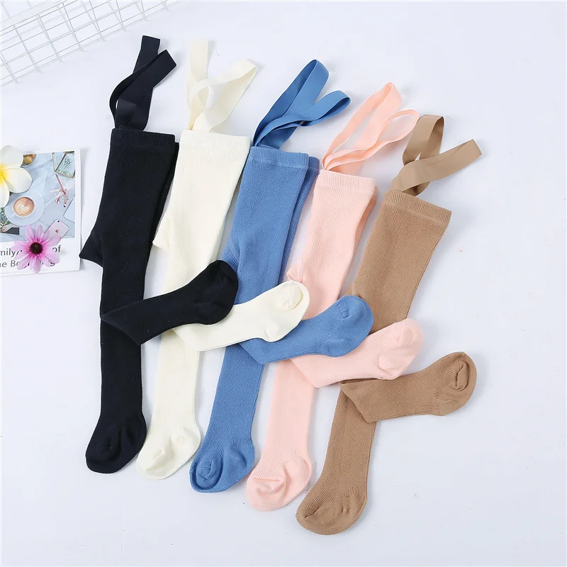 New 0-3Year Autumn Winter Tights For Girls Solid Pantyhose Casual Tights for Boys with Shoulder Strap Knitted Clothes