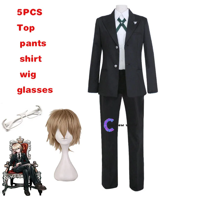 

Danganronpa Byakuya Togami Cosplay Costume Brown Short Wig Dangan Ronpa Men Uniform Jacket Shirt Pants Halloween Outfit Women