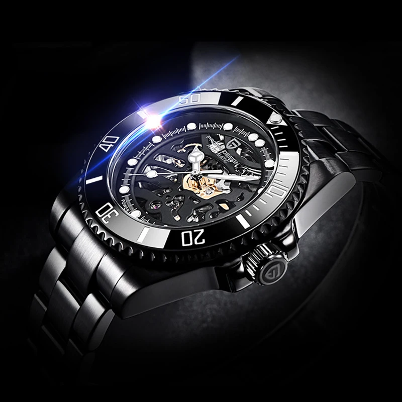 Sapphire Crystal Watch Men Skeleton Automatic Watches Mens 2021 Pagani Design Mechanical Wristwatch 10Bar Diver Ceramics Bezel