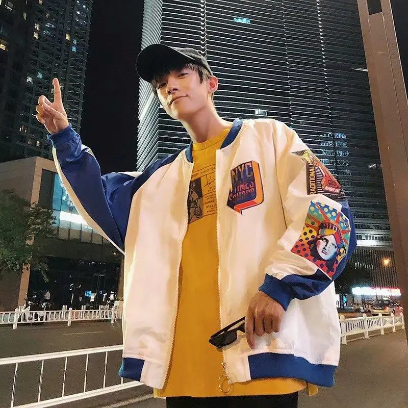 Autumn New Style MEN'S Jacket Loose-Fit Contrast Color Clown Korean-style Baseball Uniform MEN'S Coat Trend Clothes