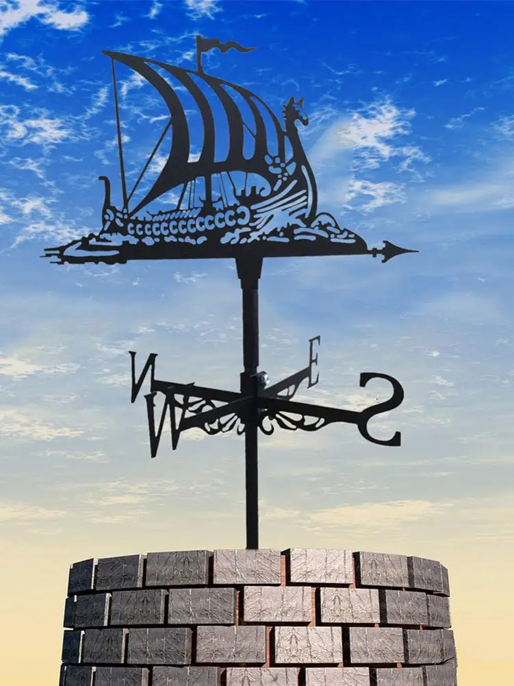 Sailing Cruise Ship Wrought Iron Weatherproof Metal Weather Vane European Retro Weather Vane Courtyard Roof Farm Weather Vane