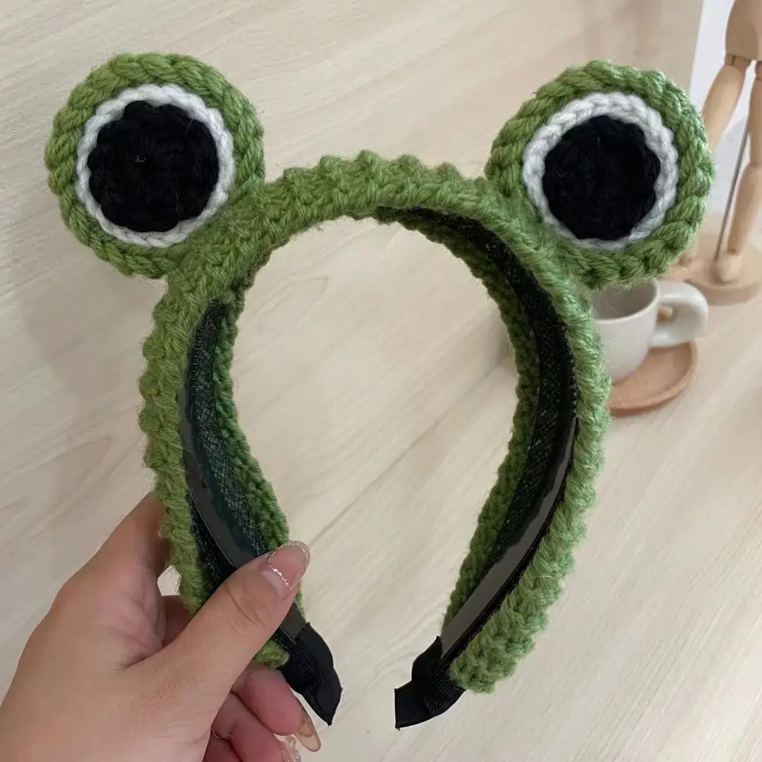 Cute Cartoon Big-eyed Frog Headband Hair Hoop Woolen Braided Hair Bands Woman Girls Wash Mask SPA Hairpin Hair Accessories