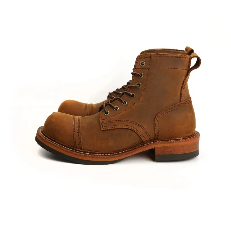 Nuovo Designer Vintage giapponese utensili fatti a mano da uomo scarpe Casual pelle di mucca punta tonda ali stivaletti stivali da moto inverno