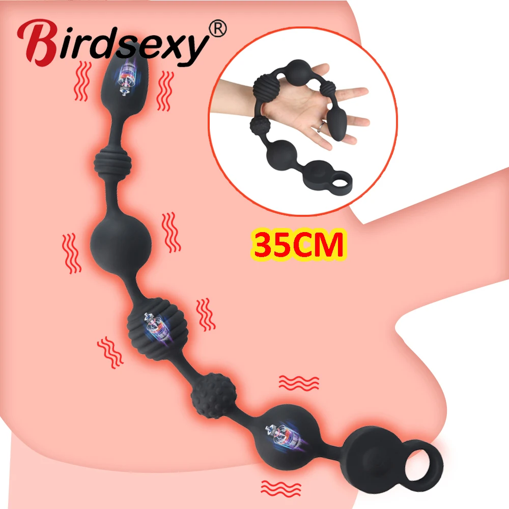 Long Anal Plug/Beads Vibrator Silicone Butt Plug Vibrating Sex Toys For Men Vaginal/Anal Balls With Vibration Prostate Massage