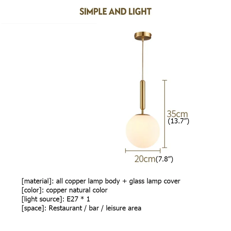 FAIRY Brass Modern Pendant Lights Copper Hanging Lamps Nordic style Creative Decoration For Restaurant Dining Room