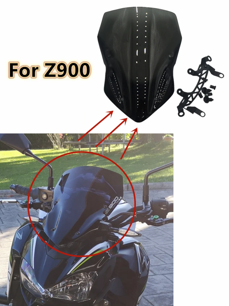 For Kawasaki Z900 2017 2018 2019 Motorcycle High Quality Windshield Air Wind Deflector Deflector Protector Bubble Windscreen