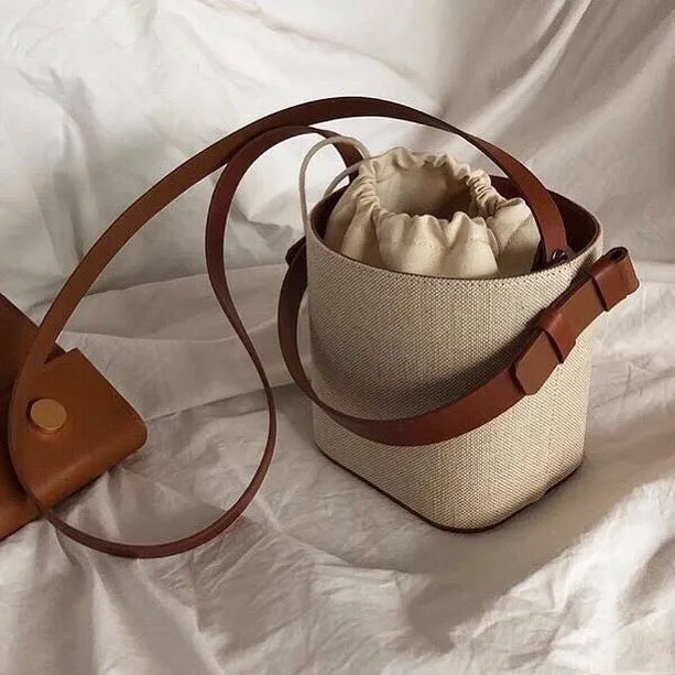 Canvas Bucket Bag for Women\'s Crossbody Bags Beach Handbag small Korean style female Shoulder Messenger Bag 2024 new Totes bolsa