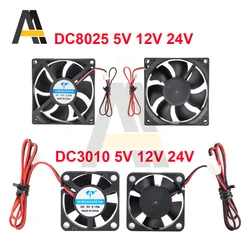 Computer CPU Radiator Mini Cooling Fan DC8025/DC3010 Cooling Fan DC 5V/12V/24V Two-wire 3D Printer Car Projector Cooling Fan