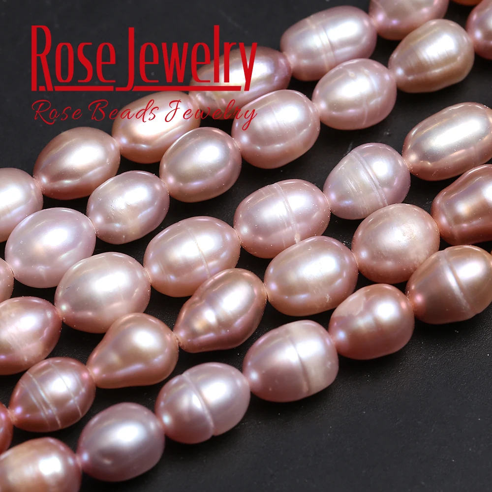 4A Quality 100% Real Natural Freshwater Cultured Pink Pearls Rice Shape Loose Beads 36 cm Strand 3-11 mm Size For Jewelry Making