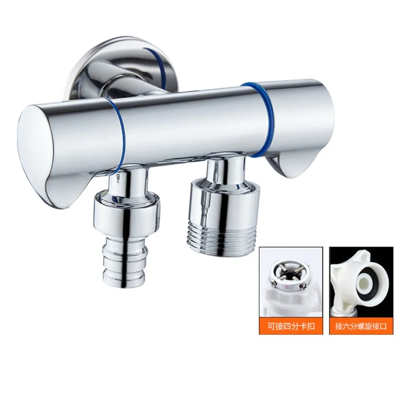 Único Cold Brass Angle Valve, preto, prata, saída dupla, corpo da válvula, G1, 2, chuveiro, vaso sanitário, pia, bacia, aquecedor de água, pulverizador, bidé