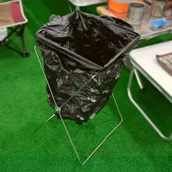 Foldable Camping Hanging Holder Portable Outdoor Trash Bag Stand Garbage Rack