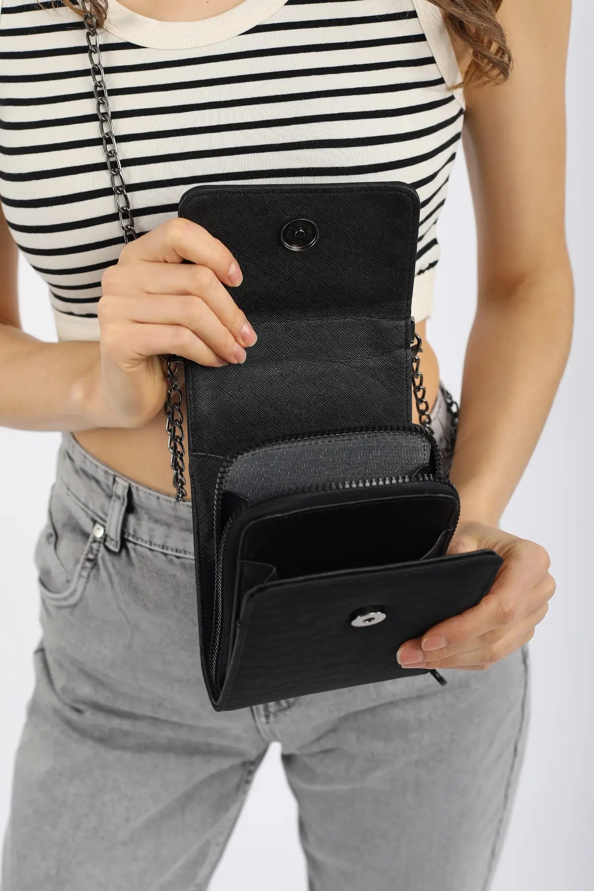 Preto unisex carteira compartimento cruz saco 2021 primavera-verão moda