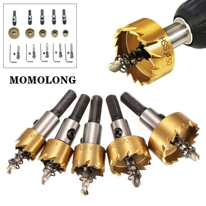 

5Pcs HSS Drill Bit Stainless Steel Metal Alloy Hole Saw Set 16/18.5/20/25/30mm