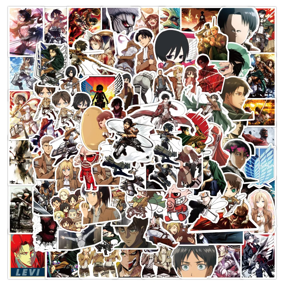 10/30/50PCS Anime giapponese Attack Titan Cartoon Cool Sticker estetica Graffiti Decal Skateboard iPad notebook Sticker all\'ingrosso