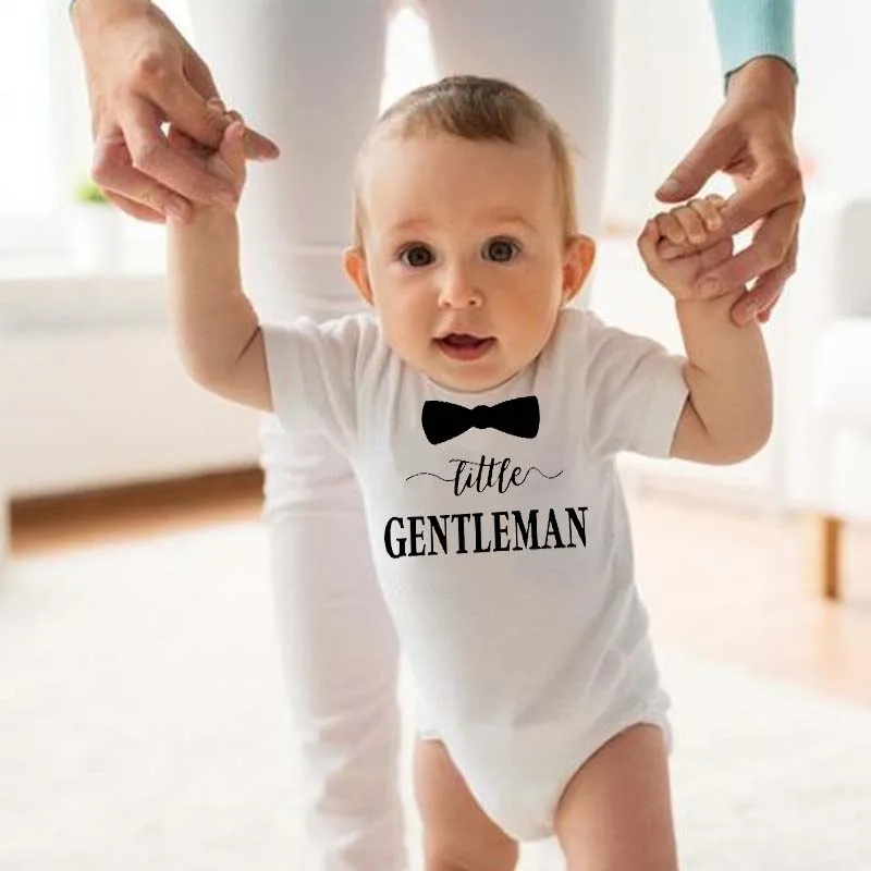 Little Gentleman Funny Newborn Baby Summer Rompers Infant Body Short Sleeve Baby Jumpsuit Kid Boy Girl New Born Bodysuit Clothes