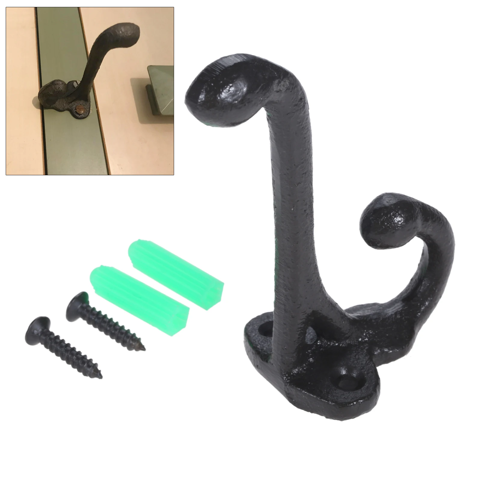 DRELD 1pcs Cast Iron Wall Mounted Hooks Hanger Keys Holder Retro Key Hanger Coat Hat Towels Racks Kitchen Bathroom Accessories