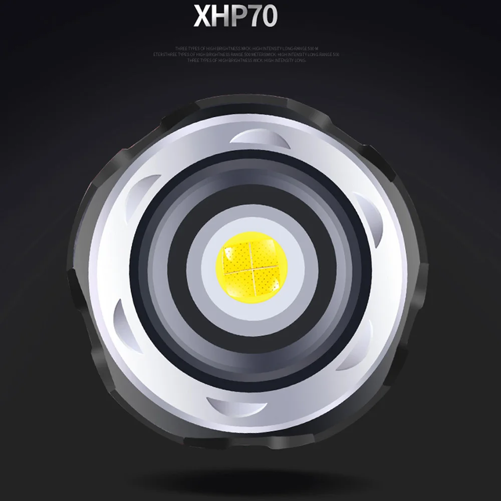 مصباح يدوي قوي XHP70.2 LED مقاوم للماء التكبير الشعلة 5 طرق USB مصباح قابل للشحن استخدام 26650 بطارية مصباح محمول محمول