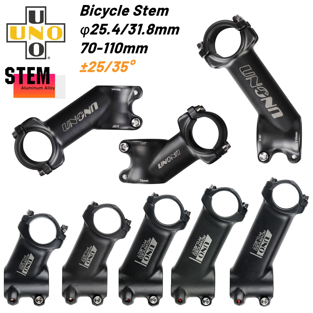 UNO Bike Stem 35 Degree Mountain Road Bicycle Stem Ultralight Stem 25.4/31.8mm Handlebar Stem 25 Degree 70-110mm Mtb Stems