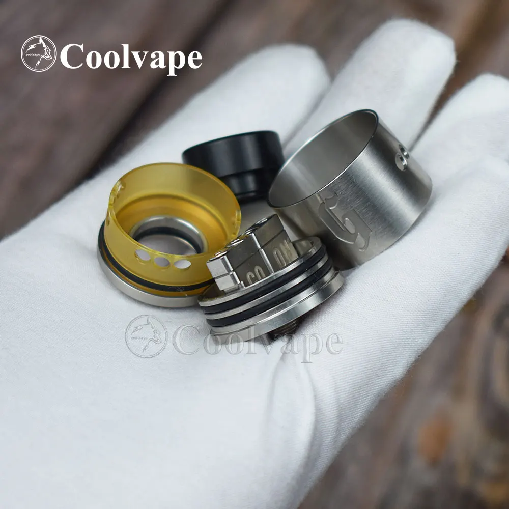Coolvape 528 GOON 25 RDA Thép Không Gỉ Rda Atomizer Rộng Lỗ Khoan Nhỏ Giọt Đầu 25Mm PEEK Chất Cách Điện Vs Tông GEN 25 RDA