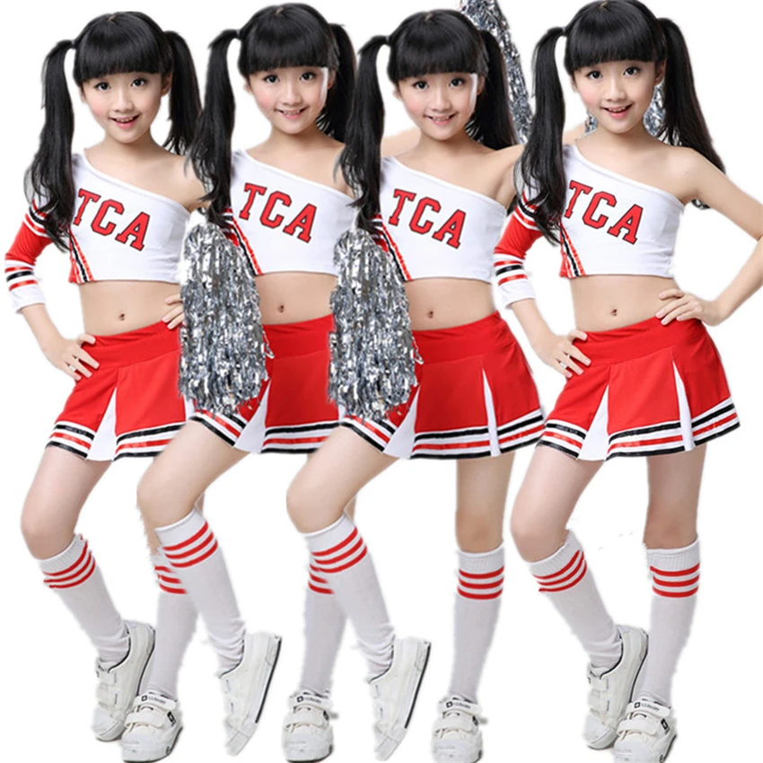 10Style Student Cheerleader Uniform School Girl Dance Costumes Sports Competition Kids Stage Performance Clothing 110-160CM