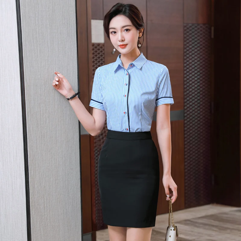 

Formal Professional Women Business Suits with Skirt and Blouse Tops Summer High Quality Fabric OL Styles Blazers Plus Size 5XL