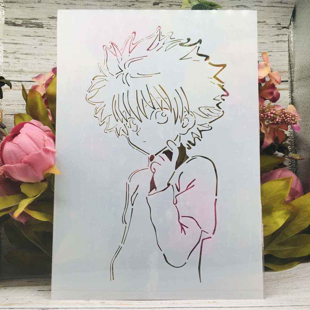 A4 29cm Anime Hunter X Hunter Killua DIY Layering Stencils Painting Scrapbook Coloring Emboss Album Decorative Template