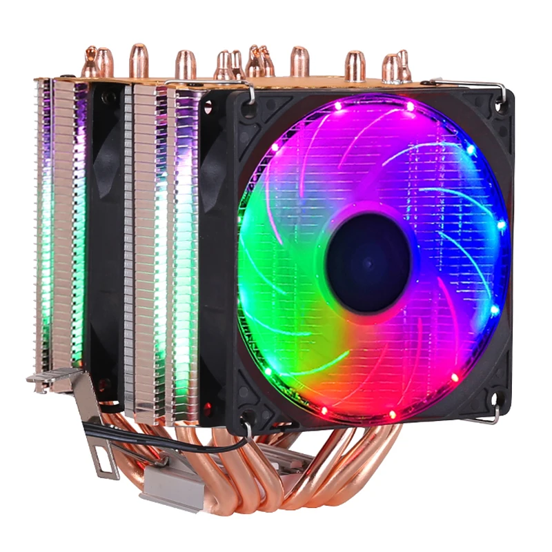 Heatpipes 6 4PIN RGB PWM Silencioso Cooler Radiator 130W TDP Para Intel 1150 1155 1156 1366 2011 X79 X99 AM2 AM3 AM4 Ventilador