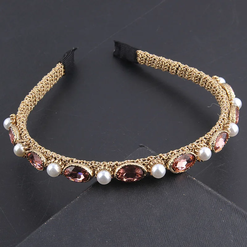 New Fashion Small Color Rhinestone Pearl Particle Headband Gold Thread Wrapped Personality Ladies Leisure GiftHairAccessories804