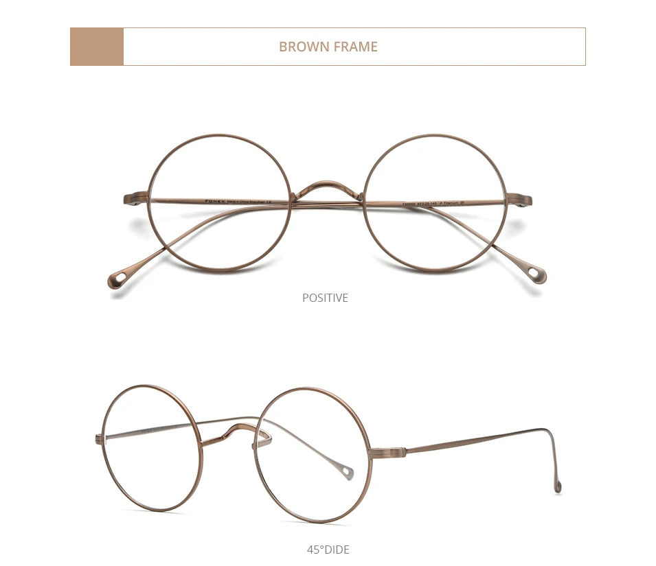 FONEX Titan Brille Rahmen Männer Marke Design Vintage Runde Brillen Frauen Retro Ultraleicht Japanische Hohe Qualität Brillen 85666 – Detail 11