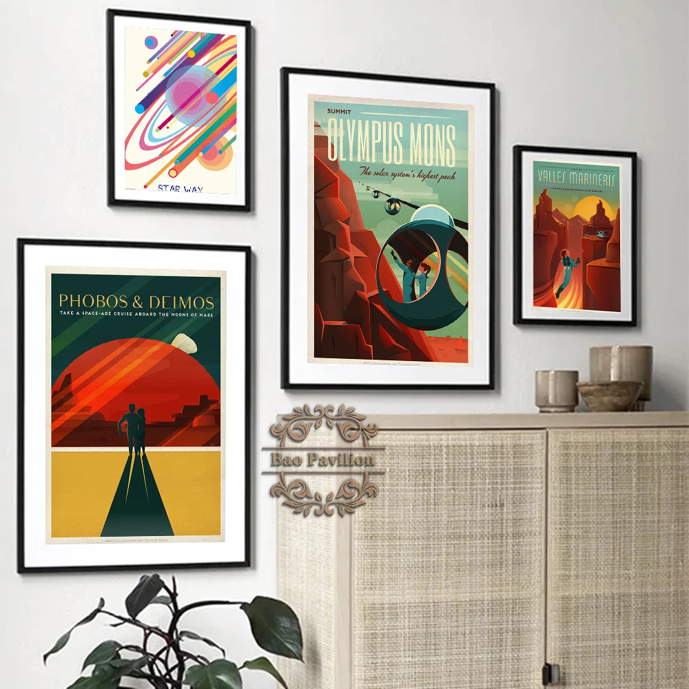 Space Galaxy Abstract Geometry Art Prints Poster Universe Expedition Retro Canvas Painting Mons Phobos Deimos Proteus Home Decor