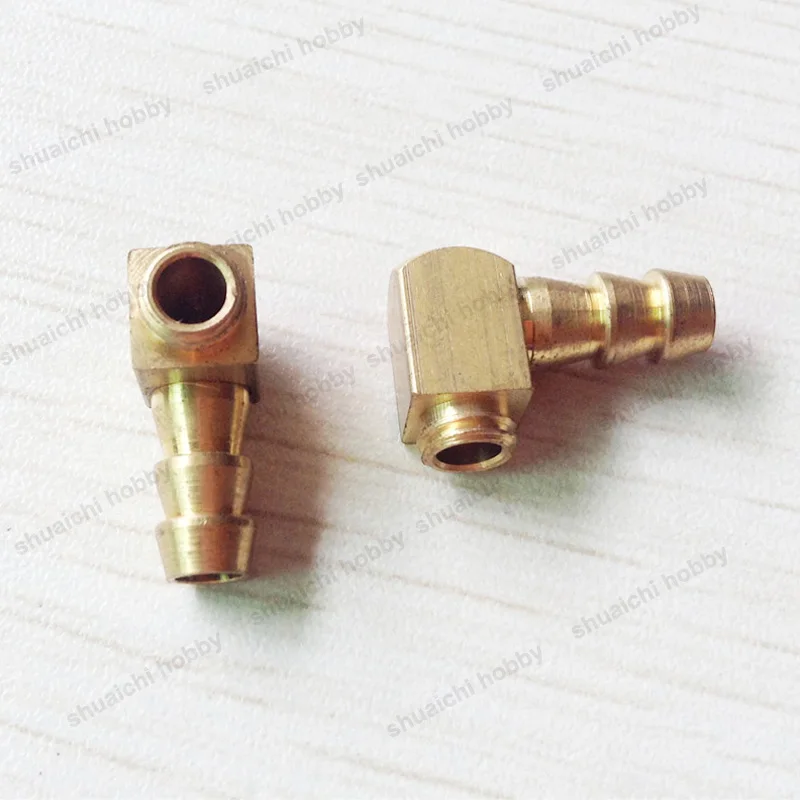 2PCS DIY Model Gasoline/Electric Boat M5 M6 Water Nozzle 90 Degree Copper Faucet Inlet/Outlet Connector Thread Length 3mm