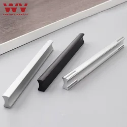 Wv Küchen schrank Griffe und zieht schwarz Silber Kommoden Schrank Möbel Türgriffe Aluminium Schublade und Knöpfe Hardware