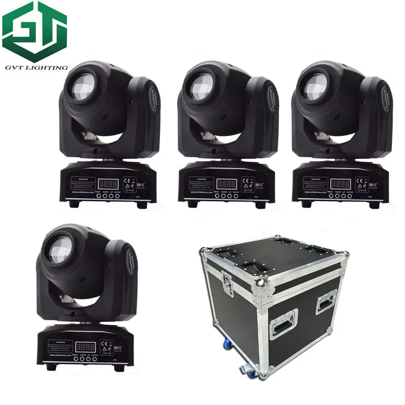 4pcs 30W mini Moving Head with flightcase packing LED Spot Moving Head Light USA Luminums 30W LED DJ Spot Light