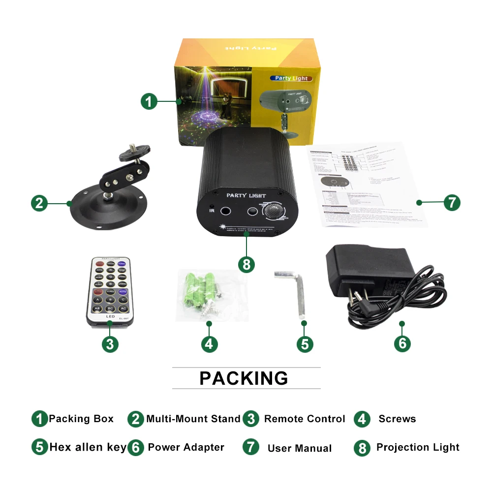 Mini LED RGW Disco Light Remote Control Auto Laser Projector 12 In 1 Patterns Stage Lighting Effect For Home DJ KTV Party Lamp