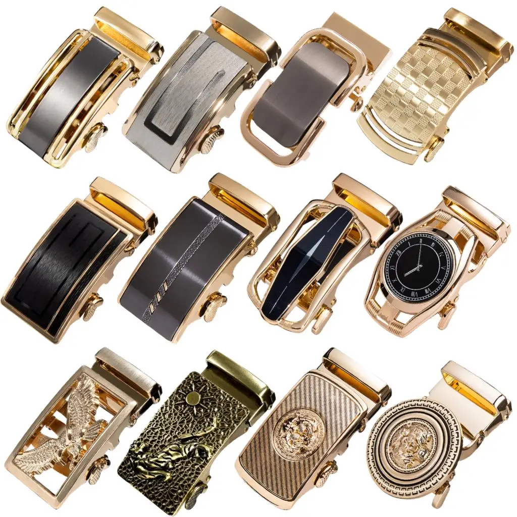 60 Kinds Metal Mens Relacement Belt Buckles Button Sliding Buckle Without Belt Black Gold Blue for 3.5 cm Ratchet Belts ONLY