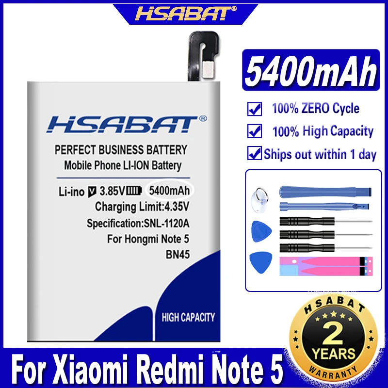 HSABAT 5400mAh BN45 Battery for Xiaomi Redmi Note 5 Hongmi Note 5