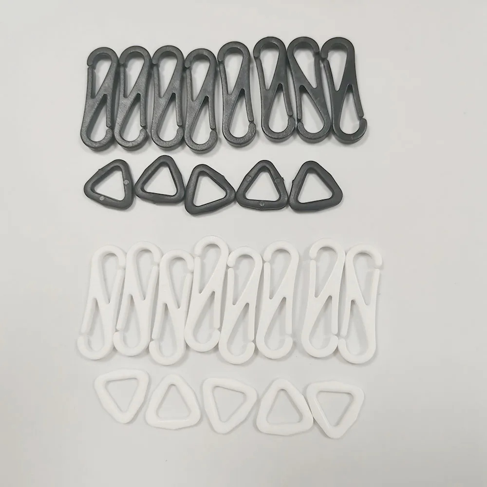 Wholesale 100pcs/Lot Black/White KAM Plastic Snap Clip Hooks Mini Carabiner Backpack Paracord Strap Hooks KAM-31MM