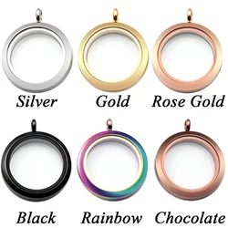 Wholesale Magnetic Opening Glass Floating Charms Living Lockets 20mm 25mm 30mm 35mm 316L Stainless Steel Round Locket Pendant