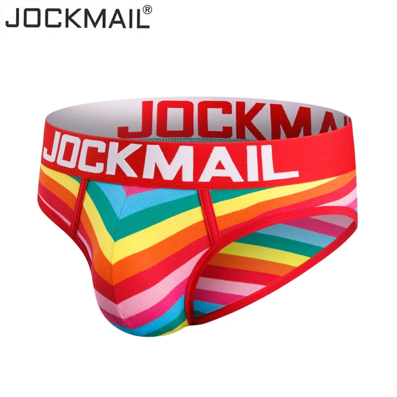 jockmail New Sexy underwear men bikin Rainbow Stripe briefs men Low-Rise Breathable Pouch jocks gay calzoncillos hombre slips