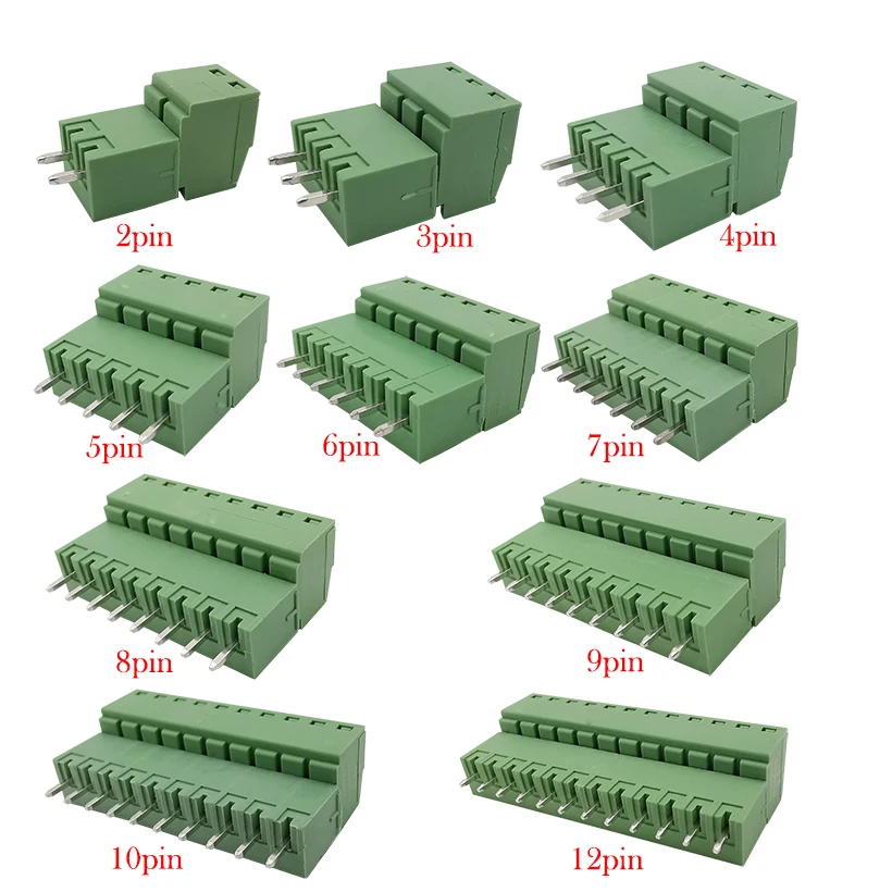 10Pcs/5Pair 15EDG 3.81mm KF2EDG PCB Screw Terminal Block Connector Plug-Pin Straight Needle Header Socket 2-12PIN Jack Plug