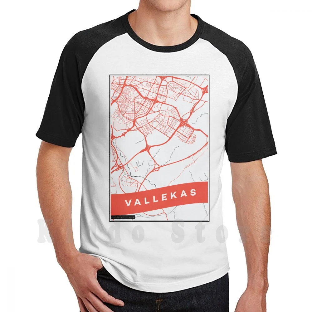 Vallekas-Vallecas-City Street Map T Shirt Men Cotton Cotton S-6xl Vallecas Vallekas Spain Rayo Vallecano Soccer Football Map