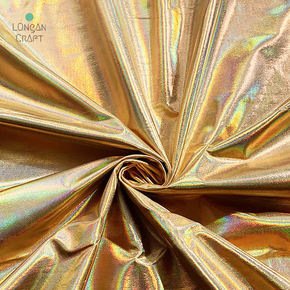 150cm*50cm Stretch Shiny Gold Bronzing Spandex Fabric Colorful Laser Fabric for DIY Stage Cosplay Costume Dress